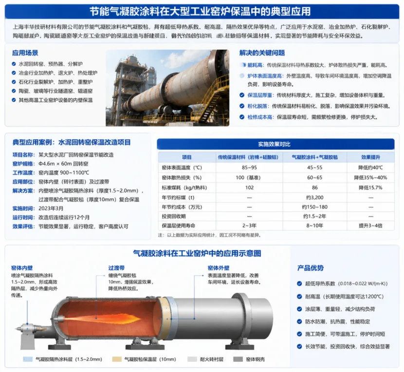 节能气凝胶涂料与气凝胶毡在大型工业窑炉的应用